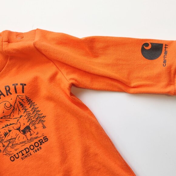 Carhartt Baby Onsie Long Sleeve Orange Outdoor Graphic & Logo NWOT 9 Month - Picture 4 of 7